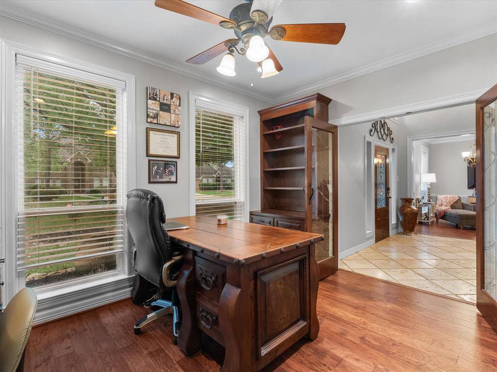 OFFICE W/ CUSTOM BUILT INS AND LIGHTING