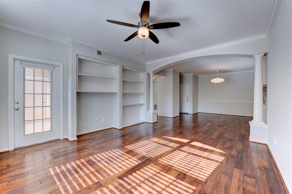 Alternate view of the living space shows direct access to your covered private balcony.