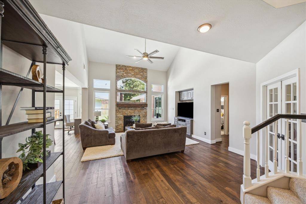 VIEW FROM FOYER  Pride of ownership shines immediately upon entering the home.  Long time owners have taken special care of this special home located in highly desirable  Cinco's Saddlebrook Crossing.  Walking distanvce to Creech Elementary.