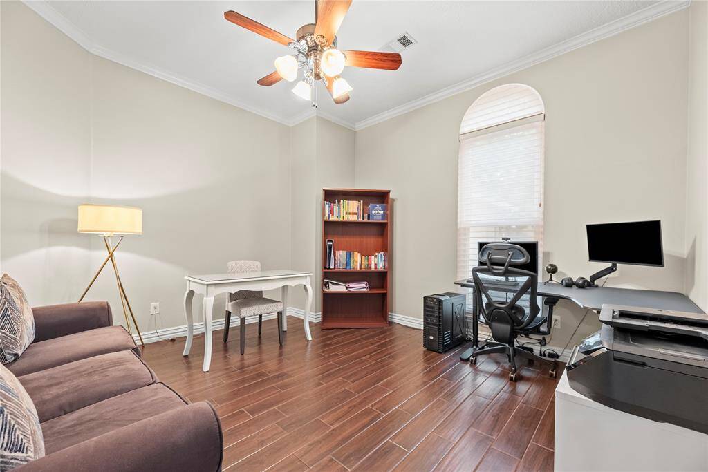 A private study adds a touch of sophistication and privacy to the home. It suggests a space dedicated to concentration, creativity, and productivity.