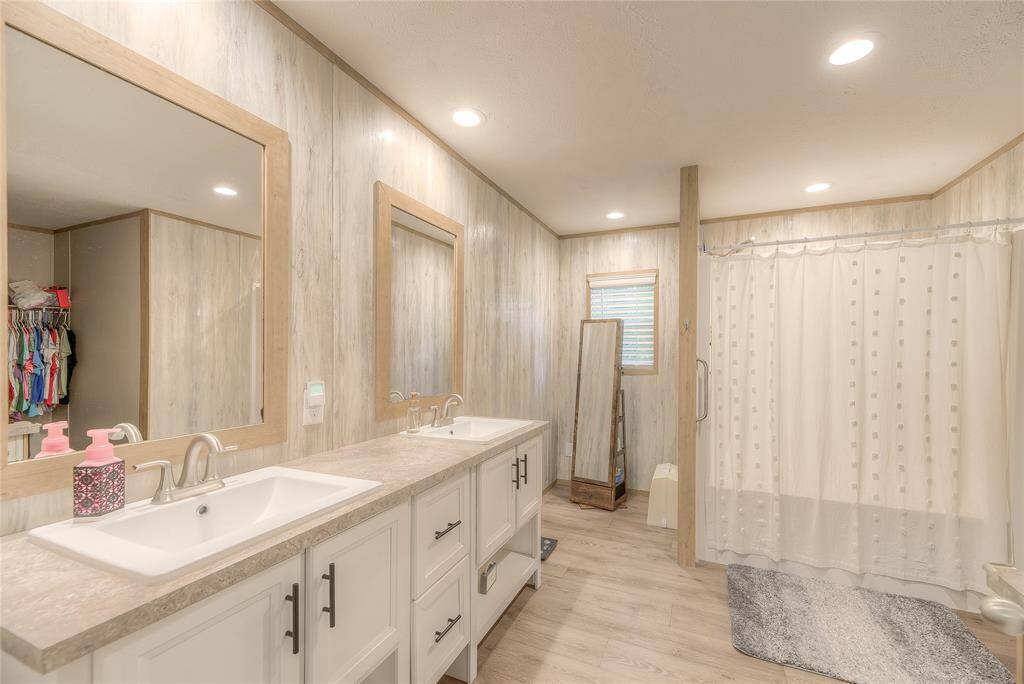 Master bathroom, Large custom double sinks and mirrors ,Walk in closet