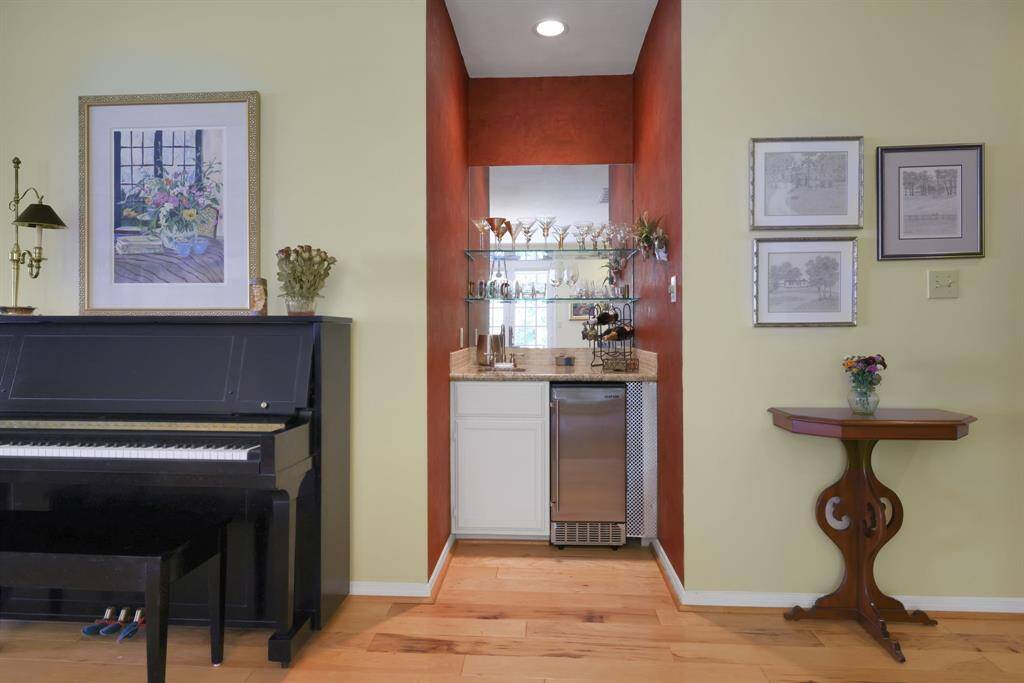 There is a wet bar in the living area with sink and recently replaced ice maker