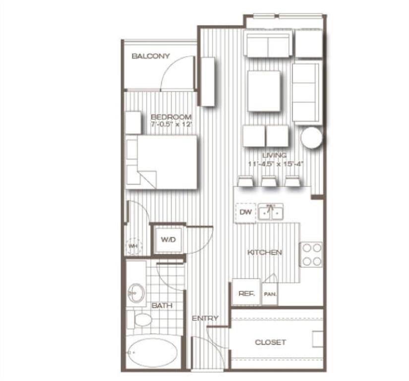 Great loft layout (580sf per Seller) with a huge walk in closet, a visual separation of space for the sleep area. A balcony off the bedroom and also large windows with clear transom windows fills the home with natural light. These units are accessed by stairs , no elevator , so keep that in mind.