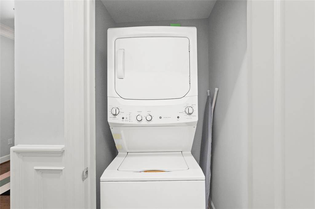 Stackable washer and dryer included with the sale.
