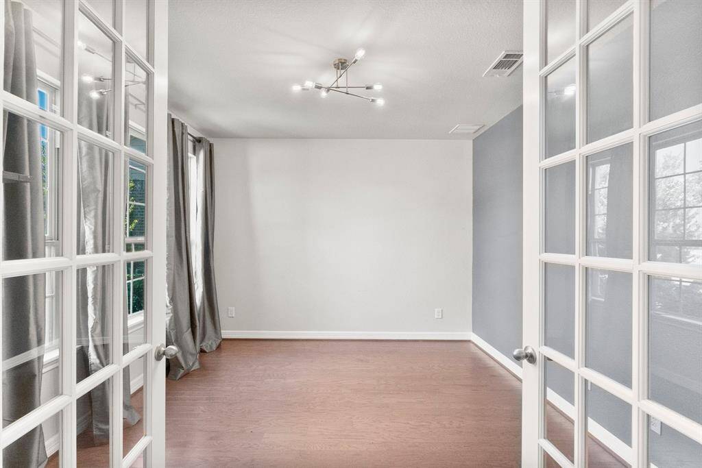 French doors lead to private study