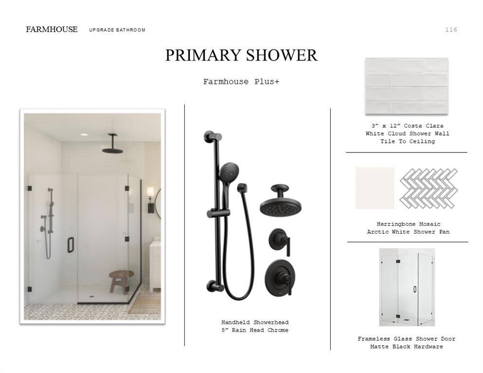 Farmhouse Look Palette 4: Primary Bathroom Selection Sheet (*Artist rendering used for illustration purposes only.)