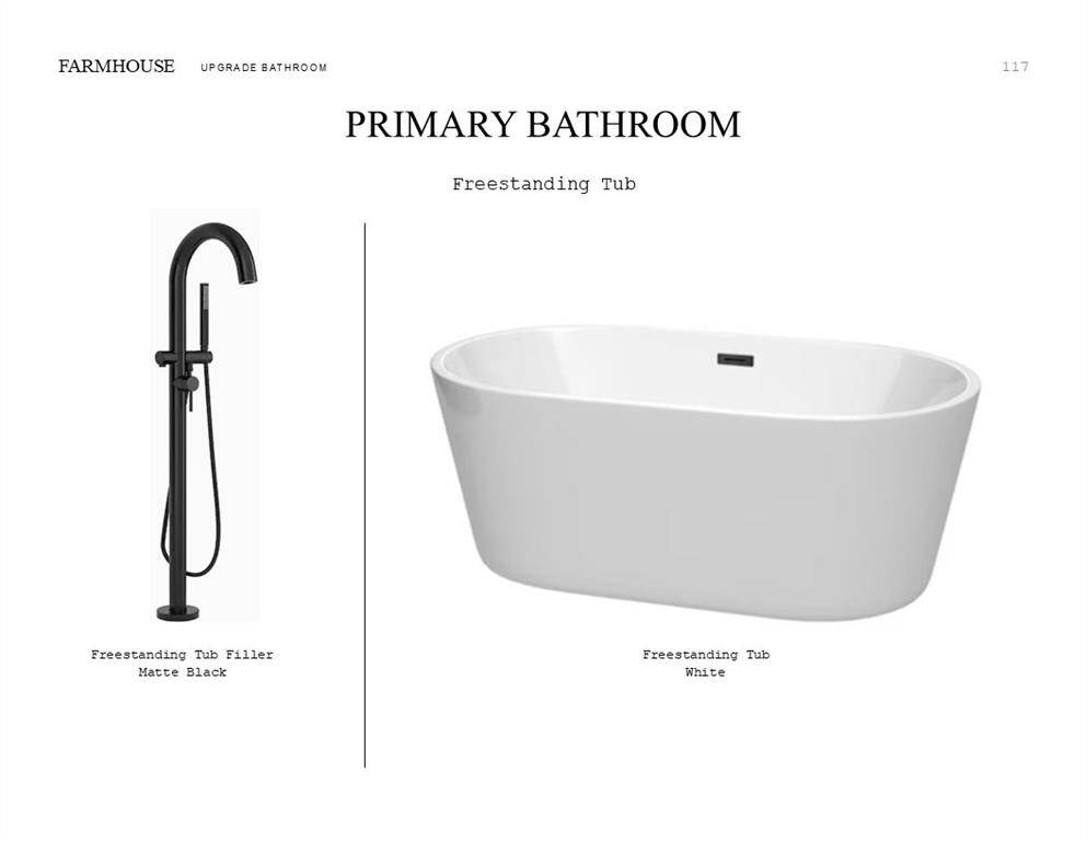 Farmhouse Look Palette 4: Primary Bathroom Selection Sheet (*Artist rendering used for illustration purposes only.)