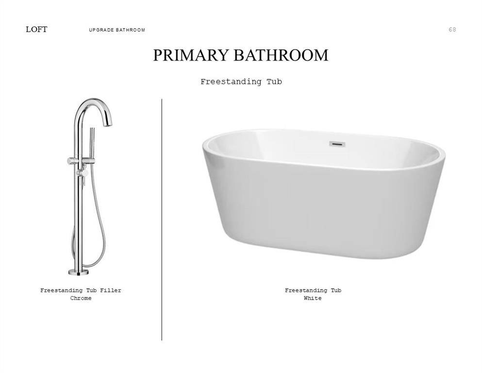 Loft Look Palette 3: Primary Bathroom Selection Sheet (*Artist rendering used for illustration purposes only.)