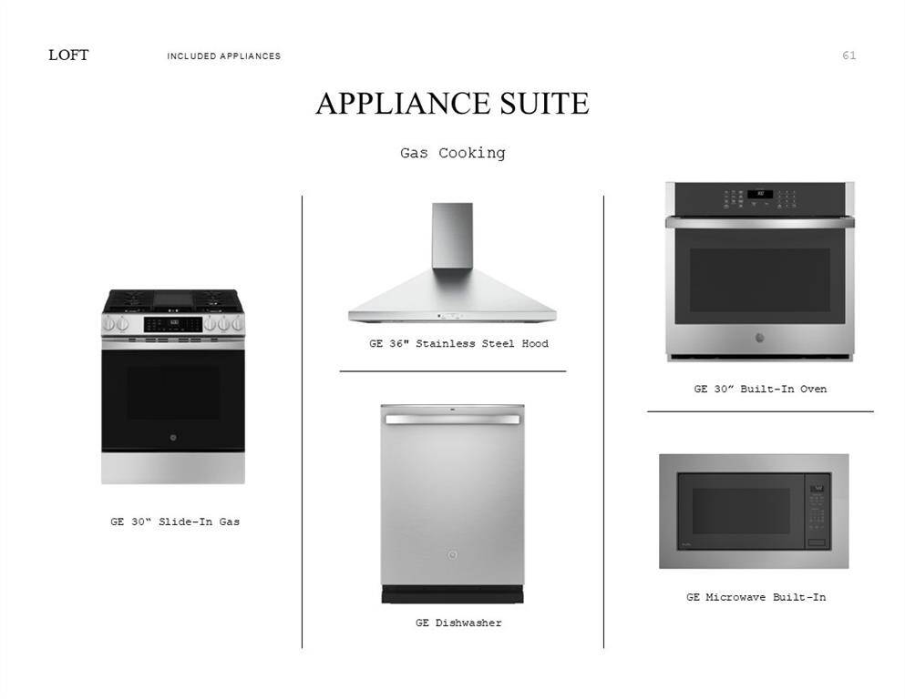 Loft Look Palette 3: Appliance Selection Sheet (*Artist rendering used for illustration purposes only.)