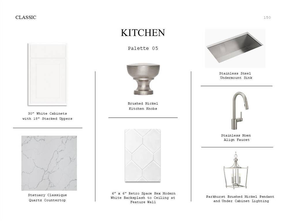 Classic Look Palette 5: Kitchen Selection Sheet (*Artist rendering used for illustration purposes only.)