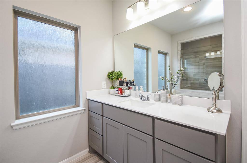 One of two the vanities in the primary bath.
