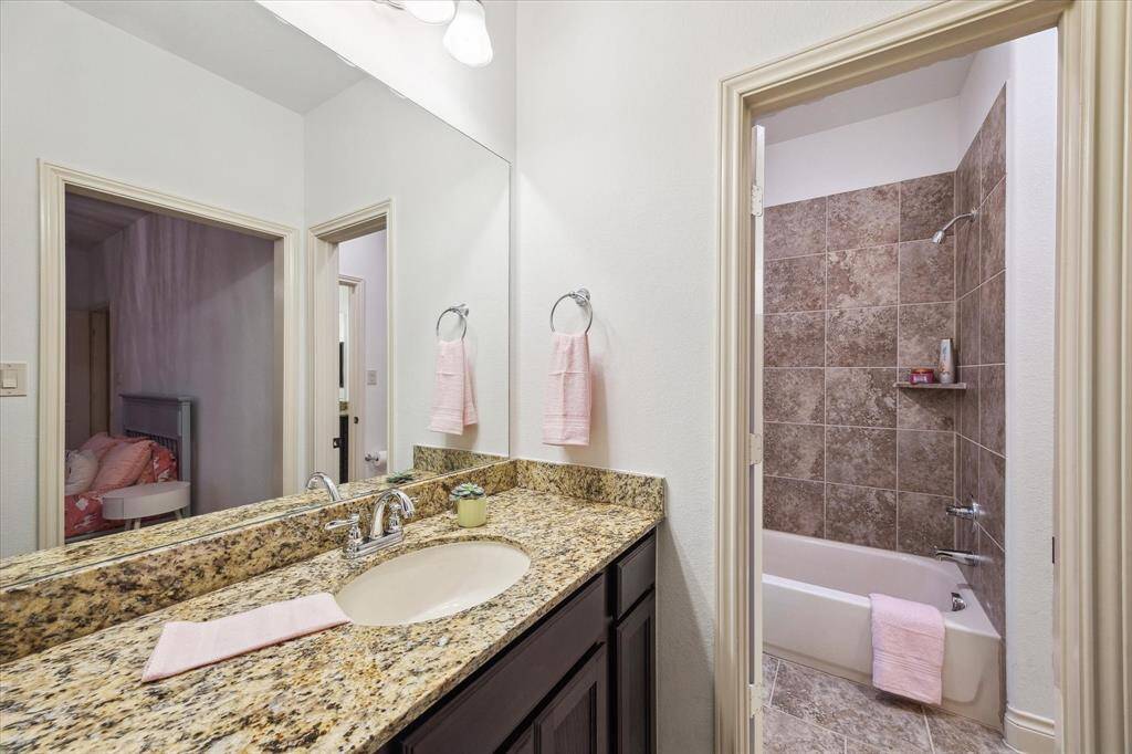 Private bathroom with upstairs bedroom.