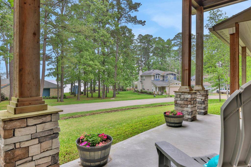 Front porch view showcasing the amazing view of the lake!