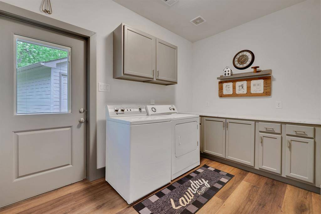 The utility room is downstairs