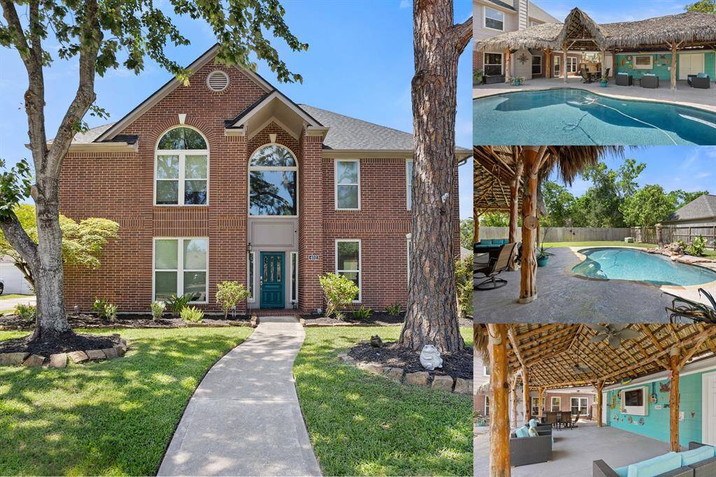 Amazing tropical paradise in backyard complete with huge covered entertaining area & sparkling swimming pool!