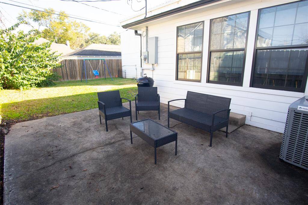 Private backyard patio area