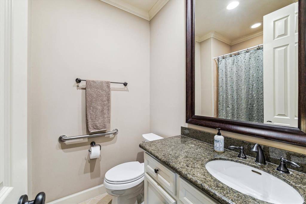 Bathroom one on Level One with tub/shower.