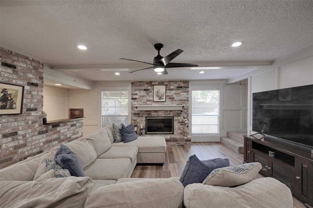 Brick Fireplace and matching Brick Accent Wall