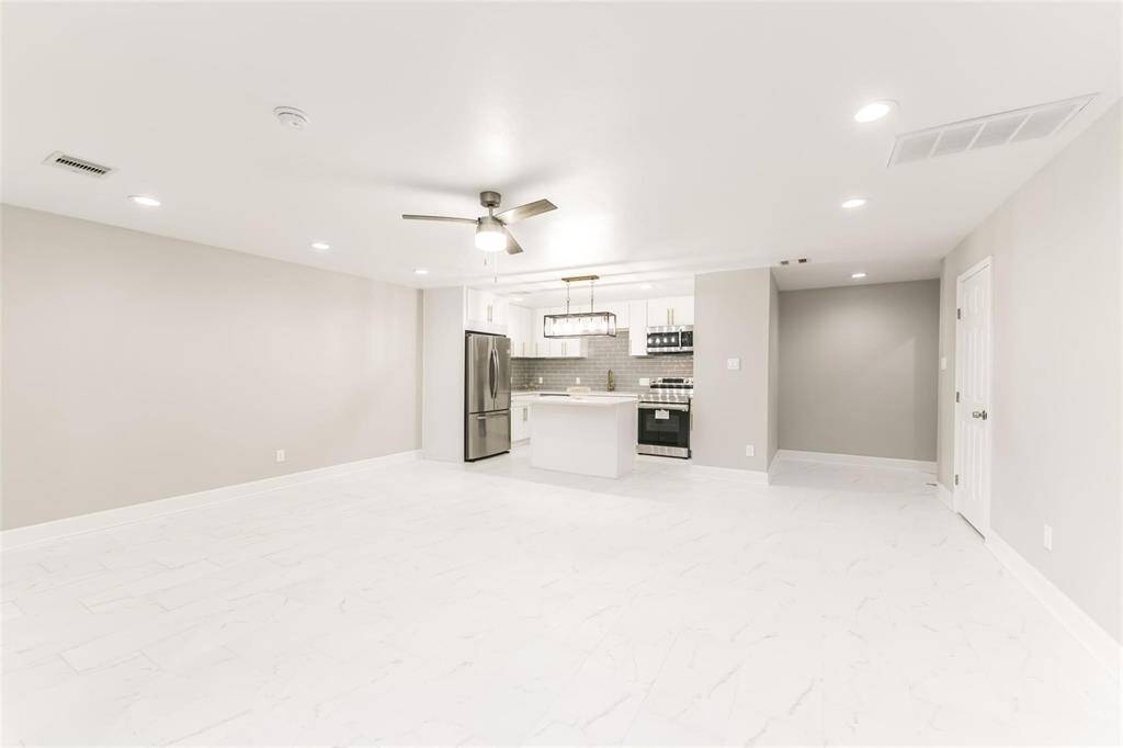 Brand new built kitchen with a generous amount of space for dining and flow