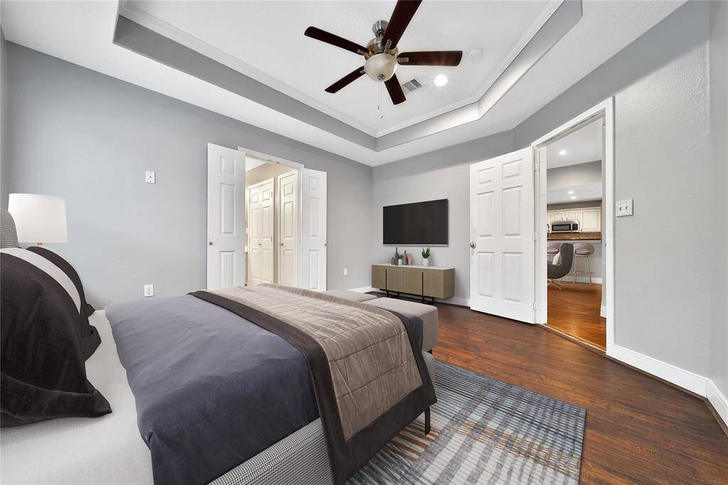 Virtually staged primary bedroom
