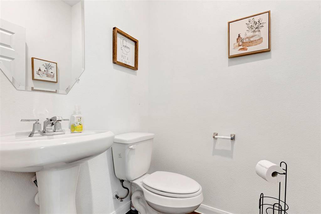 The half bathroom on the first floor.