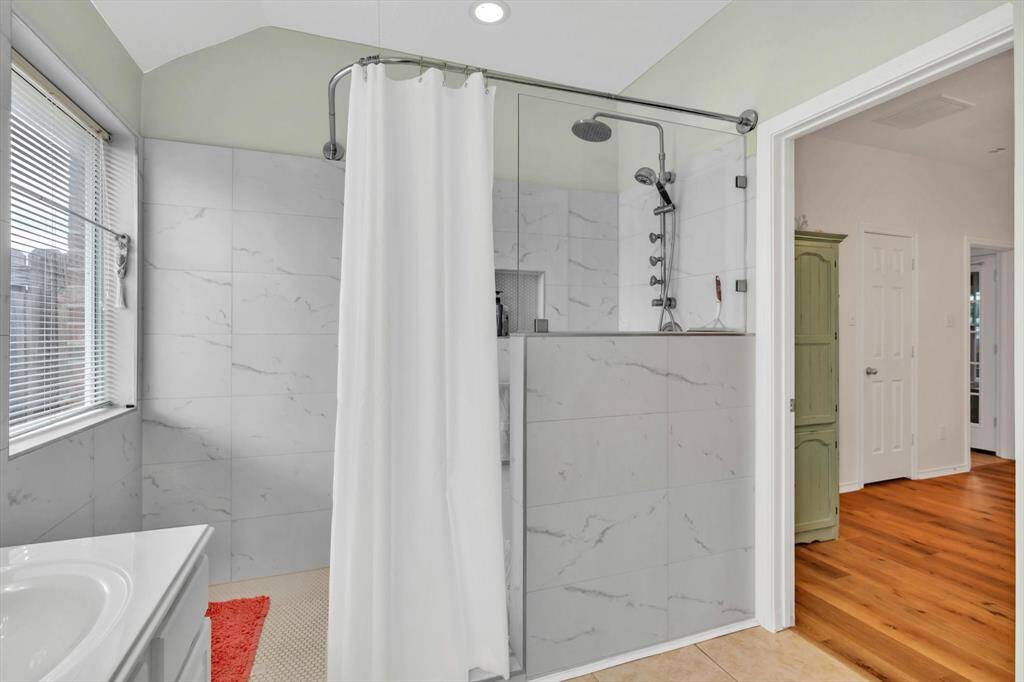 The Primary Bath has a great walk in shower