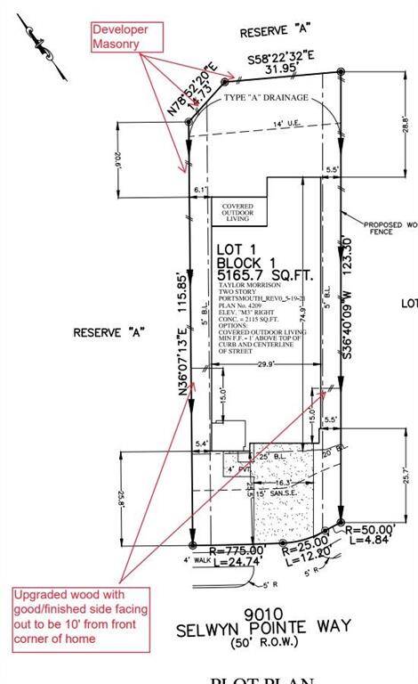 9010 Selwyn Pointe Way preliminary plot plan