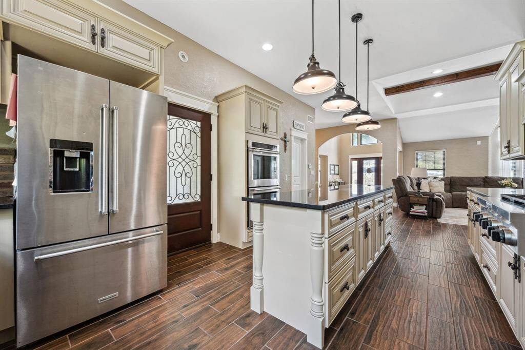 View of the front door from the kitchen