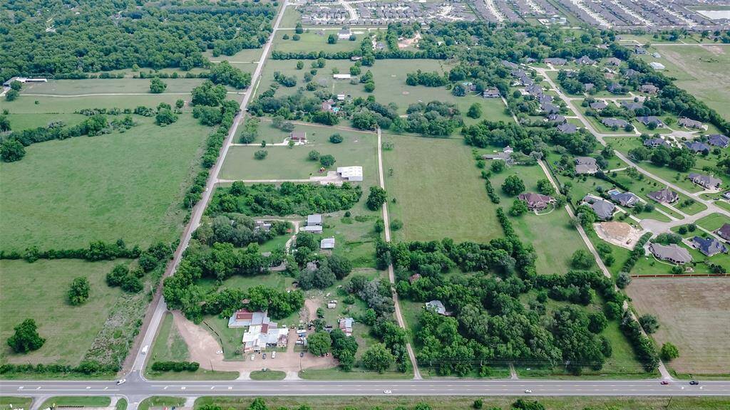 Aerial view of two parcels totaling 10.065 acres, bordered by FM 359 Road (bottom) and McCrary Road (left). For more details, see Public Documents: "Parcels and Property Overview" and "Snapshot of Listing & Additional Available Acreage.