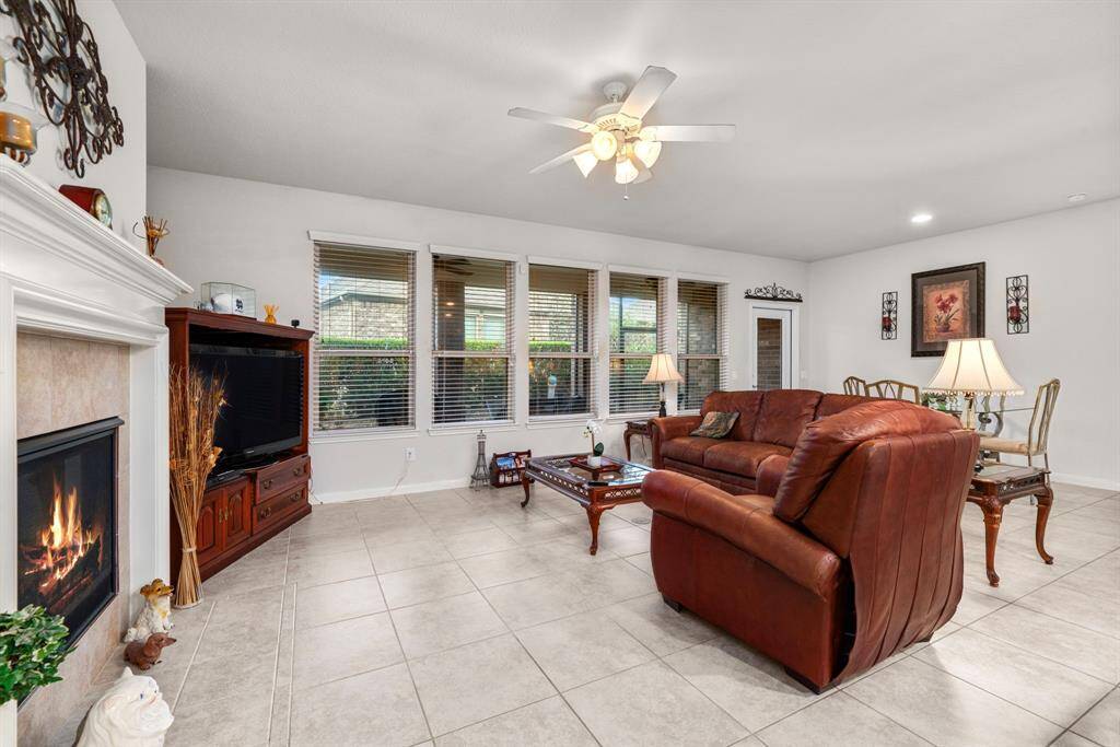 Large Family Room with a fireplace for those chilly Texas Winter nights