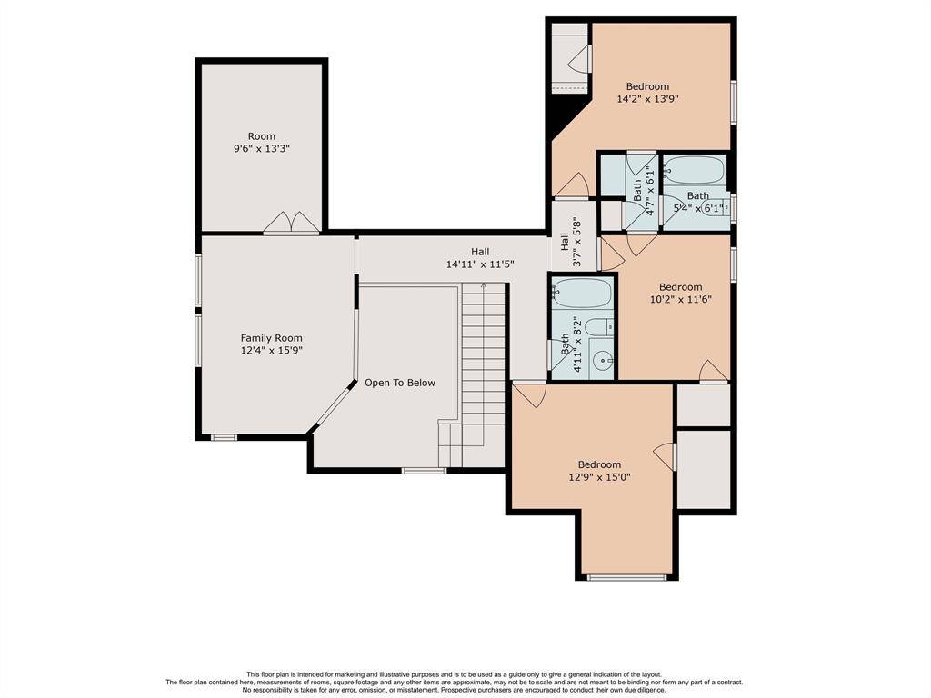 Floor Plan for the Second Floor with Measurements.
