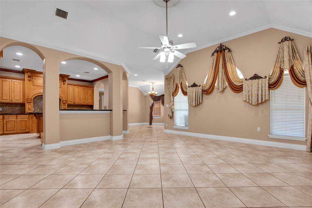 Living Room view to Kitchen and Breakfast Area