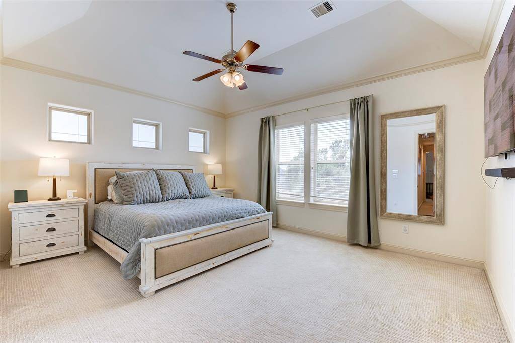 The primary bedroom is incredibly spacious. Plenty of room for a separate sitting area to enjoy your morning coffee.