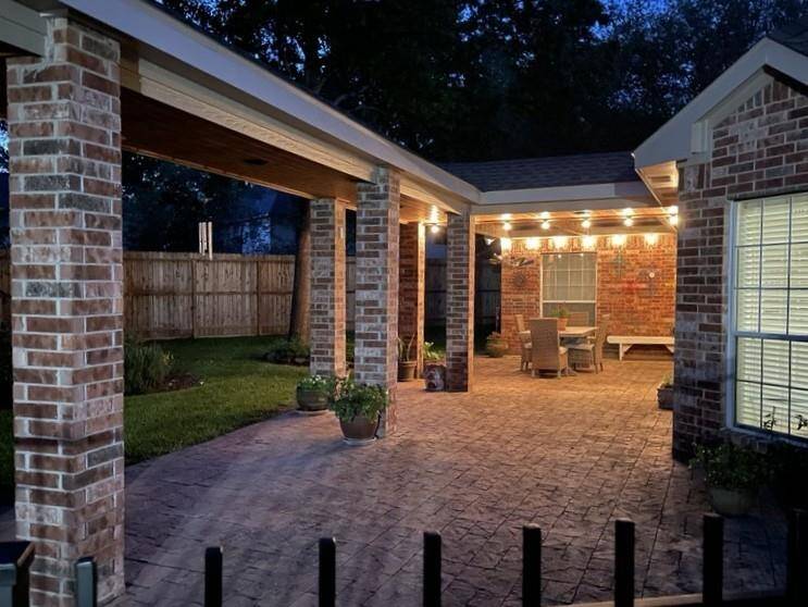 An evening view of the pretty patio space....