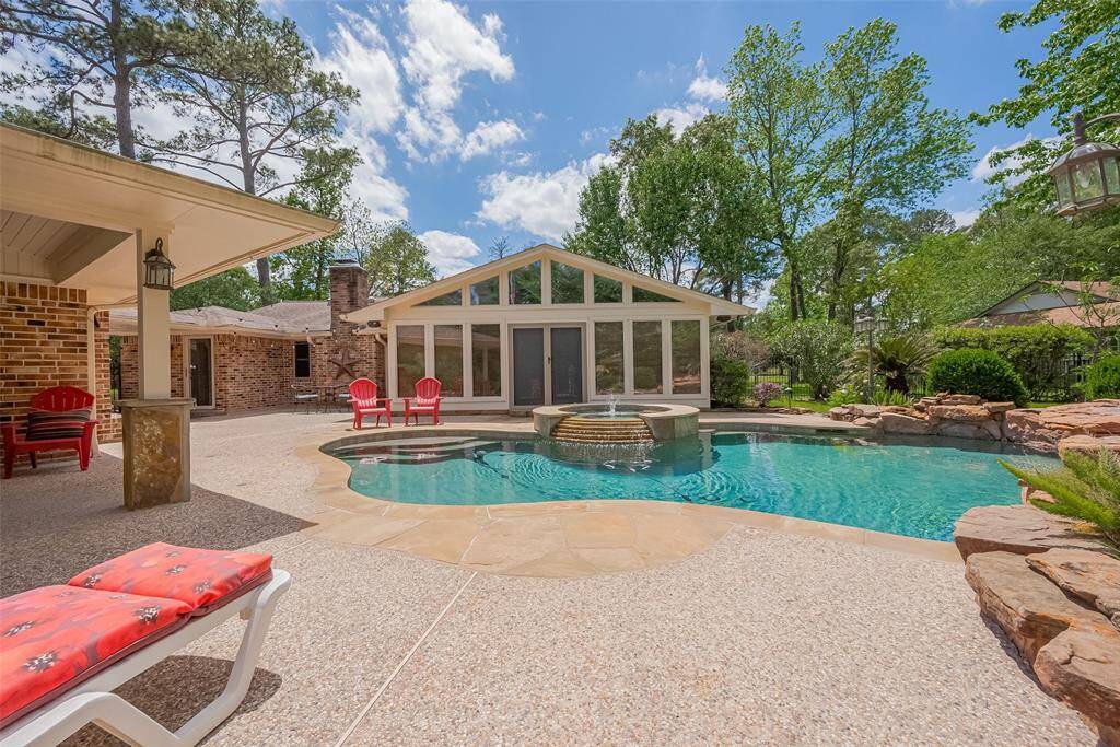 View from the outdoor patio to the pool