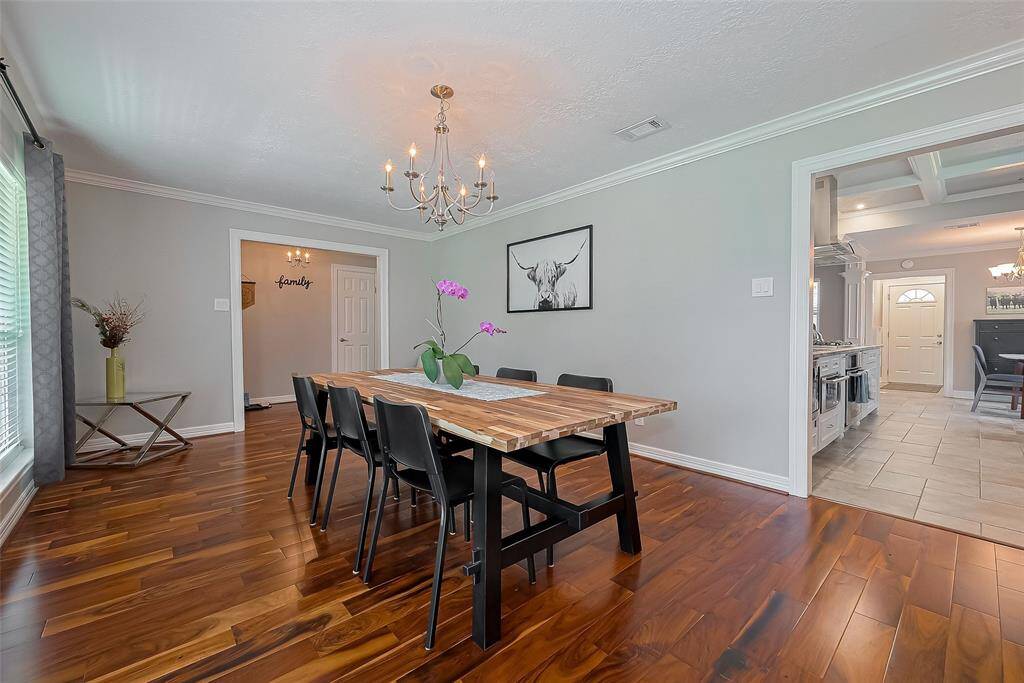 Whether you enjoy small dinners or large gatherings, this incredible dining room  is ready for either.