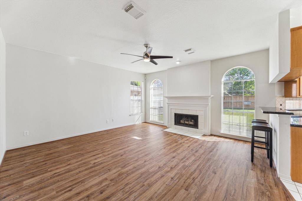 Large family room is open to the kitchen and is great for entertaining.