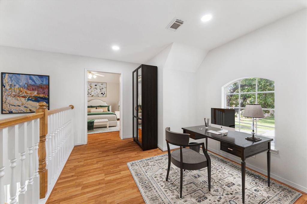 Virtually staged upstairs study.