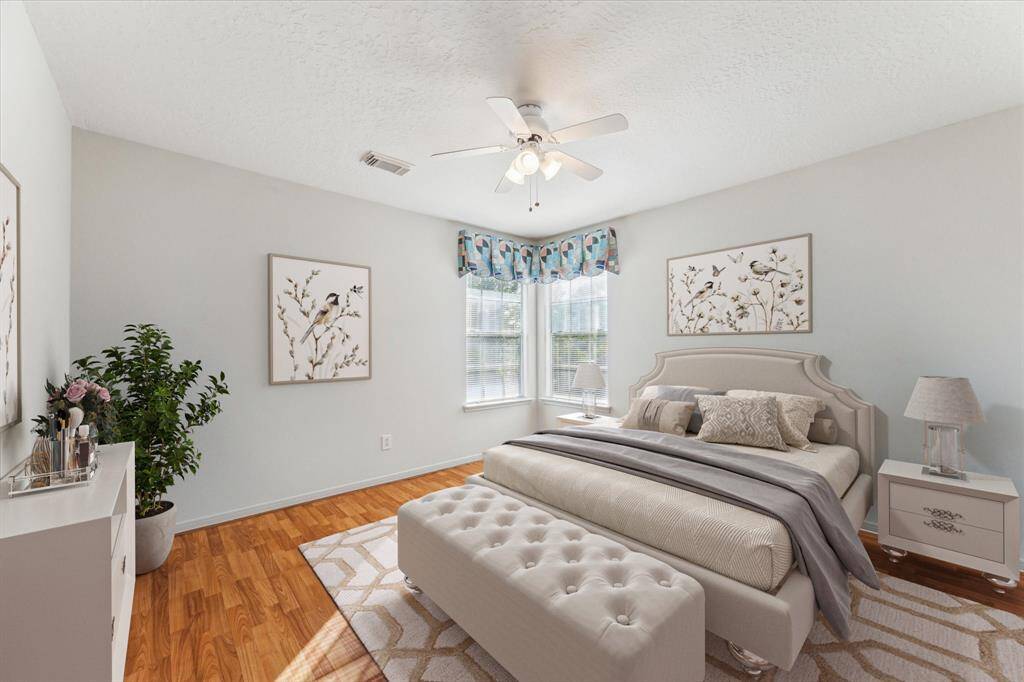 Virtually staged bedroom.
