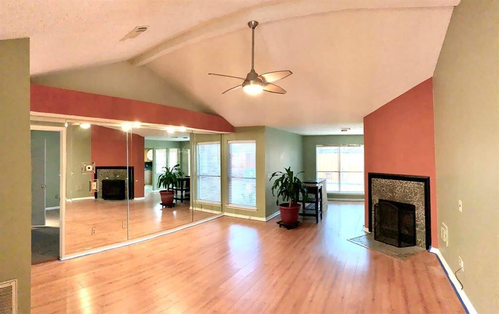 Living area with gas and wood burning F/P