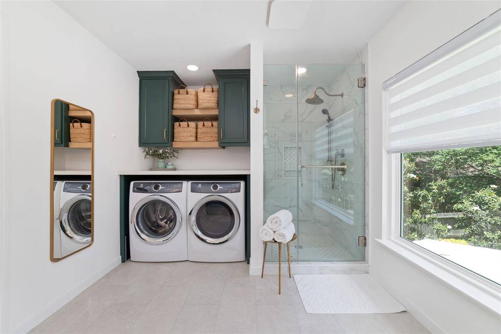 Convenient laundry space right where you need it.  No caring laundry downstairs.