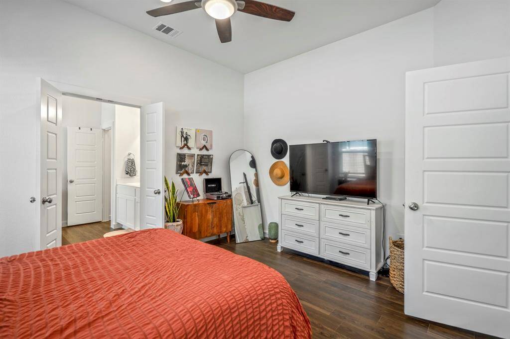 Another angle of the primary bedroom into the bathroom