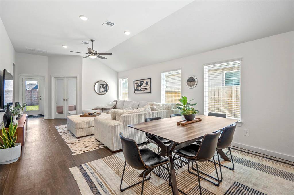 Just off the kitchen is this amazing dining and living area