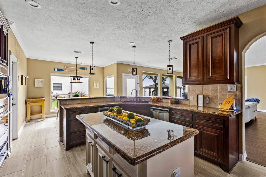 The kitchen is situated perfectly for views of the lake.