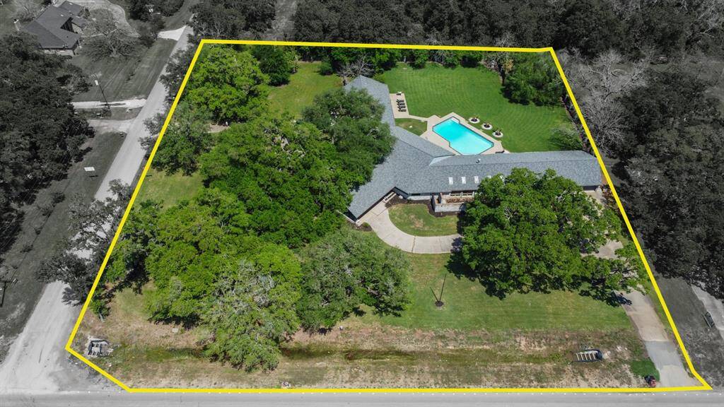 Aerial shot outling the property.