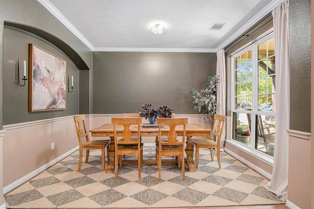 Imagine the dinner parties you could host in this beautiful dining space.