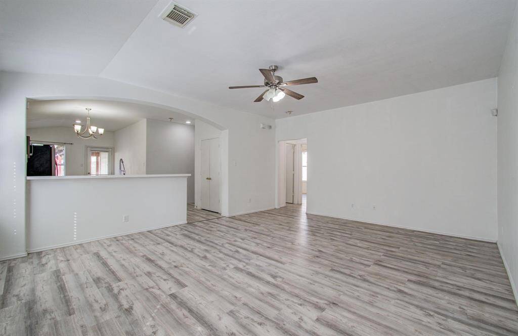 Living room with high ceilings