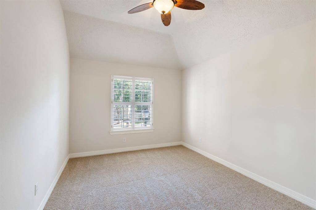 Both secondary bedrooms upstairs feature large walk-in closets, new carpet, high vaulted ceilings and neutral paint.