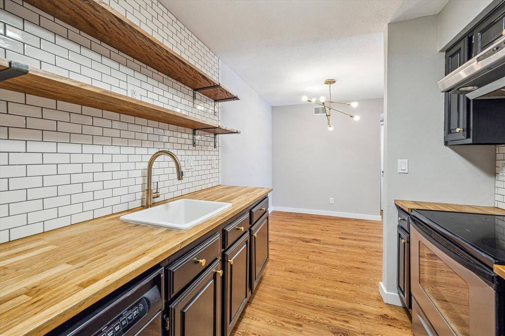 Kitchen is open to dining space.
