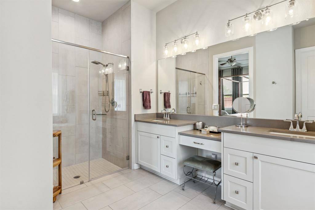 Vanity and Oversize walk in shower